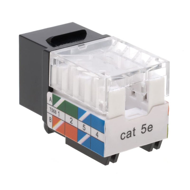 SATMAXIMUM Cat5e Keystone Ethernet Wall Jack Punch Down UTP 45-Degree (Easier Termination Than 90-Degree), RJ45 Slim Profile Speed Termination Black 45Â° Angled (10 Pack) - Image 3